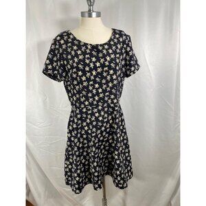 Jaclyn Smith classics dark navy blue fit & flare dress summer office. 14